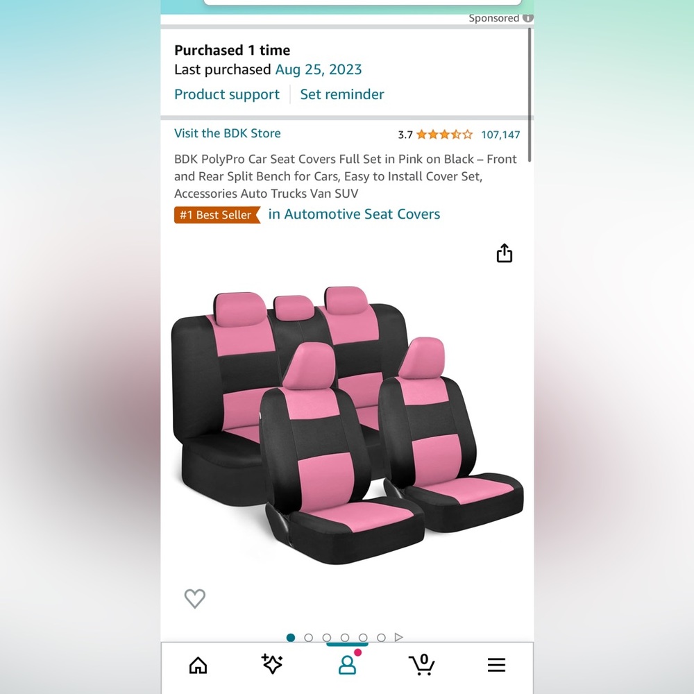 Pink car covers set